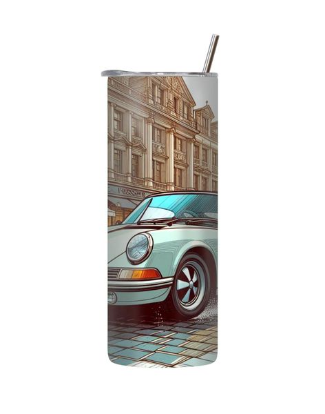Tile 20 Oz Tumbler with Lid Straw Trendy Old Vintage Car Graphic Present210