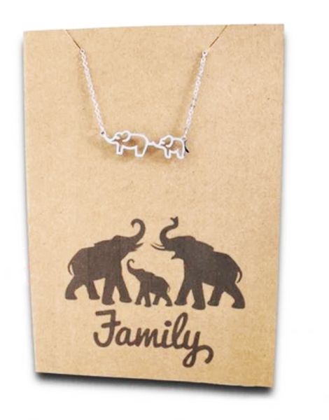 Stainless Steel Necklace On Message Card-Open Elephant