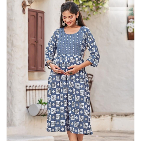 Buy HENAL Women's Rayon Midi Maternity Dress, Pregnancy Dress