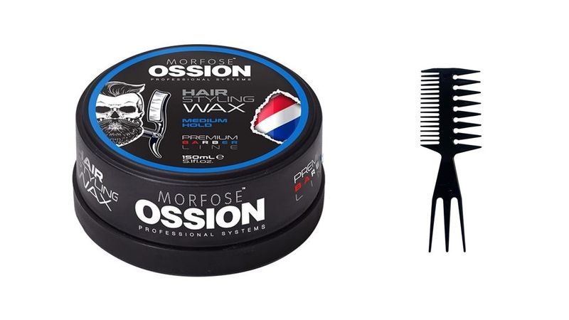 Ossion Hair Gel Wax Medium Hold 150ml &amp; Double-Sided Tooth Comb