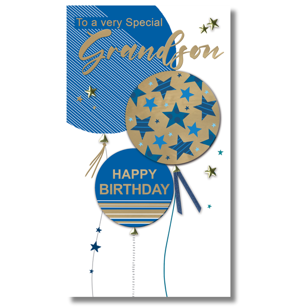 Grandson Birthday card - Balloons