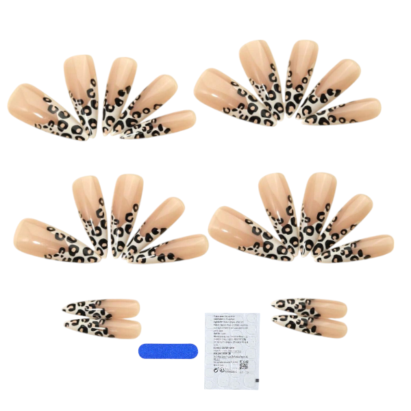 24 Pieces Leopard Print Stiletto Press-On Nail Set - Brown