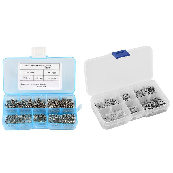 250 Pcs/Set M1 6 M2 M2 5 M3 M4 Carbon Steel Hex Nut Kit
