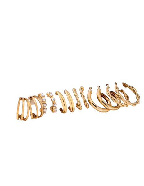 6 Pairs Minimalist Geometric Small Hoop Earrings Set