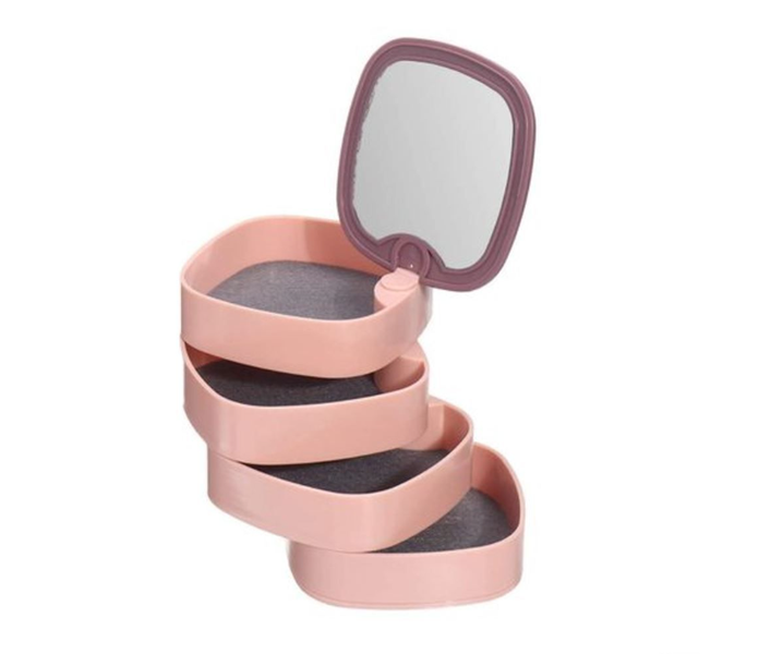 4-Layer Desktop Accessories Rotating Jewelry Storage Box with Mirror