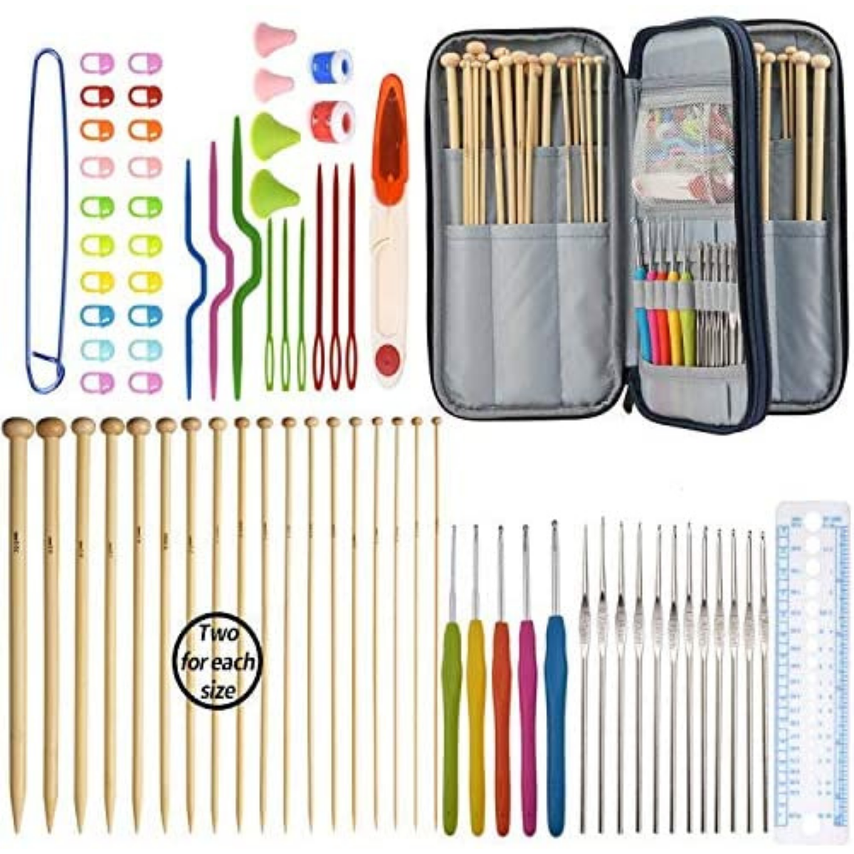Crochet Hooks & Accessories Set PLUS Bamboo Knitting Needles 92