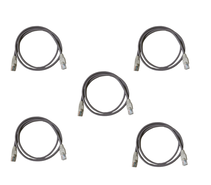 Pack of 5: 1m flylead Patch Network Cables