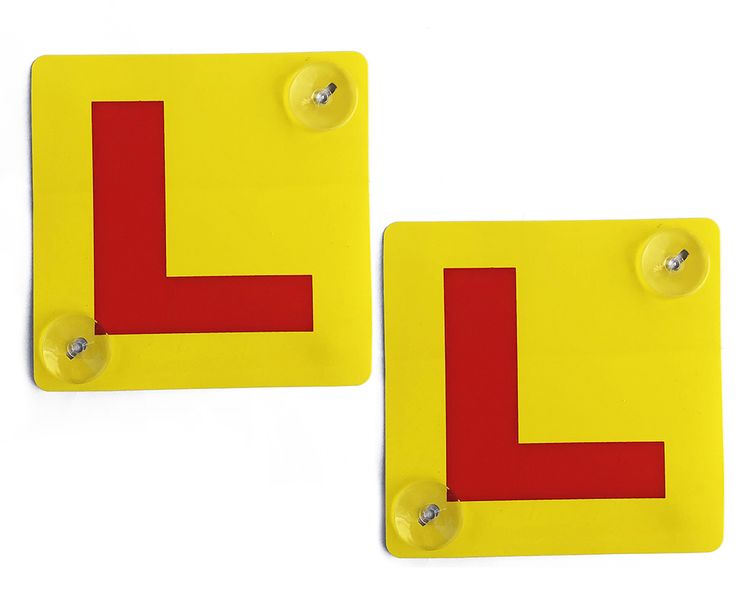 2 Piece Learner Driver "L" Sign Board with two Suction Cups