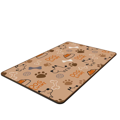Waterproof Quick Absorbent Dog Cat Feeding Placemat for Food Brown Image