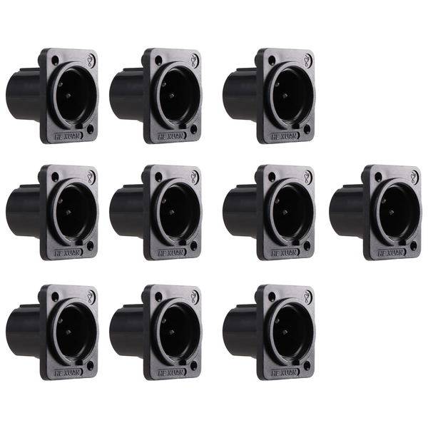 XLR Male Plug Straight Terminal Panel Mounted Connector 10 Pieces