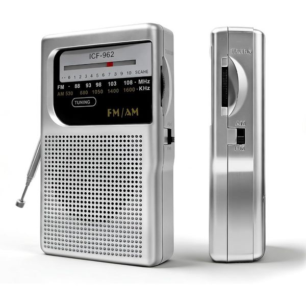 Radios Portable AM FM, Small Radio With 3.5mm Input For Headphones Earphone