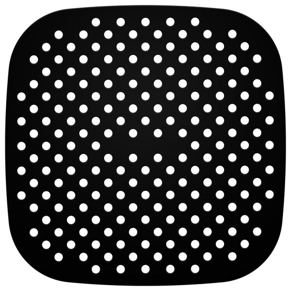 Square Silicone Non-Stick Air Fryer Mat Liner BPA-Free Food Grade - Black