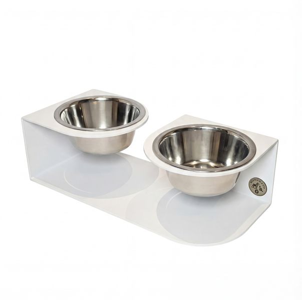 Double Large Pet Bowl - White