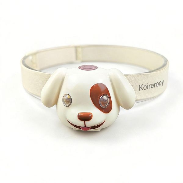 Koirerooy Kids Cartoon Puppy Headlamp, Eye-Friendly No-Flicker Light