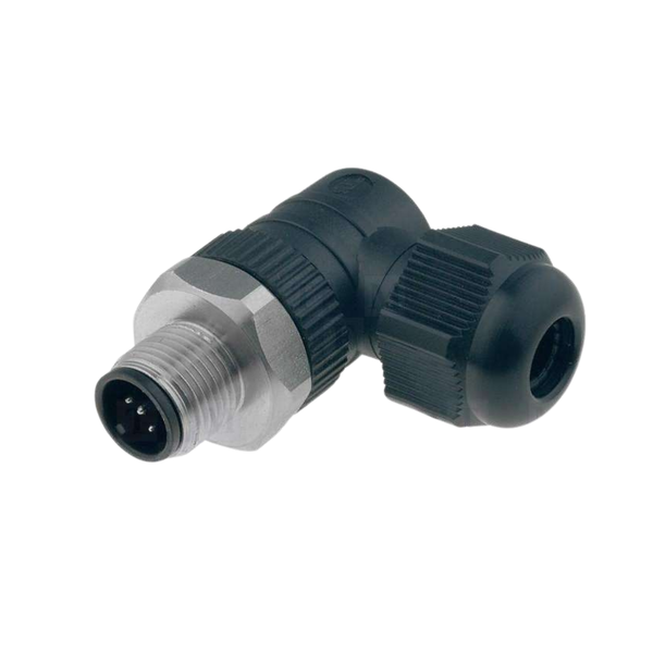 RSCW 5/9 M12 Male Right-Angle Connector, 3-8 Pole, Screw Terminals