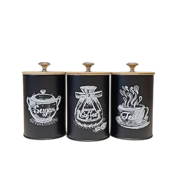 3-Piece Airtight Coffee, Tea, Sugar Jars for Home