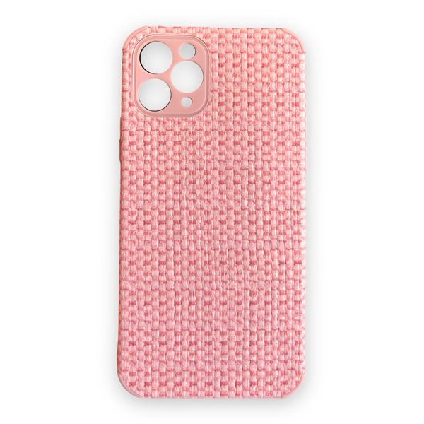 AMA iPhone 11 Pro Silicone Protective Case Pink Woven Pattern