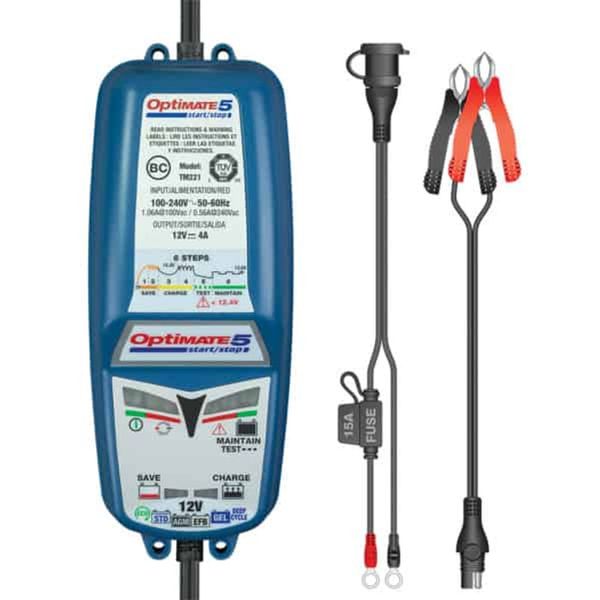 OptiMATE 5 TM-220 (6-Step Automatic 12V 4A Battery Charger (15-192Ah), Maintainer &amp; Recovery) - Ideal for Start/Stop &amp; Deep Cycle
