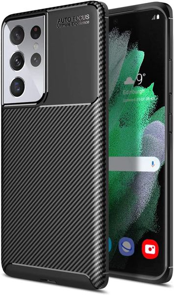 Tekron Premium Shock Resistant TPU Carbon Case for Samsung Galaxy S21 Ultra