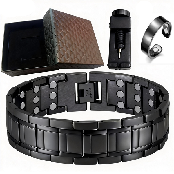 Men's Magnetic Copper Bracelet Set - Adjustable, for Wellness, in Gift Box