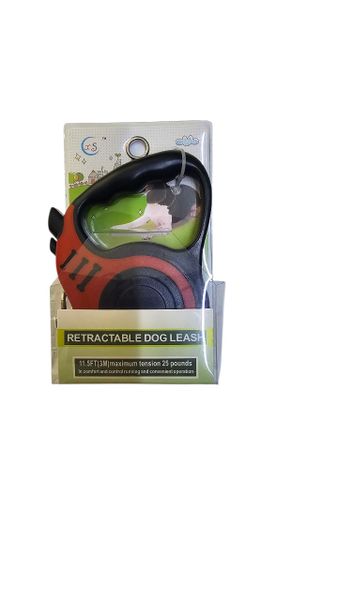 Red &amp; Black Retractable Dog Leash - 3 m Length