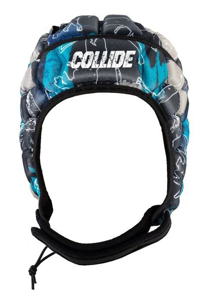 Collide Sport - Blue Camouflage Dinosaur Scrum Cap with Grey Border