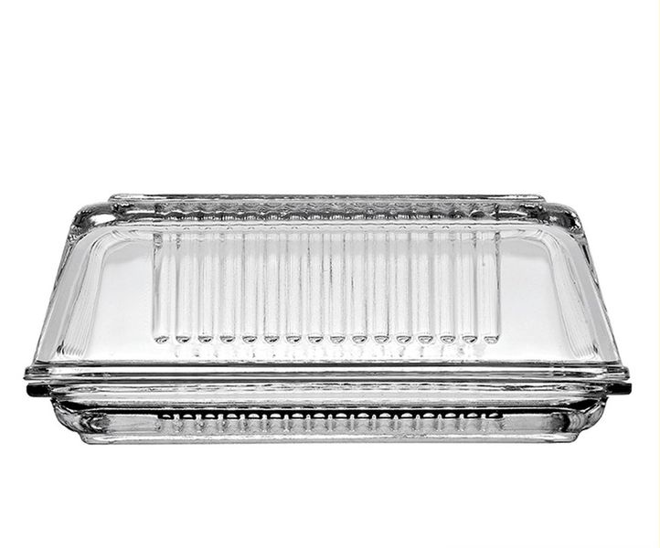 Butter Dish 170x102mm Glass Linear Pattern Frigo - Kitchen Essentials