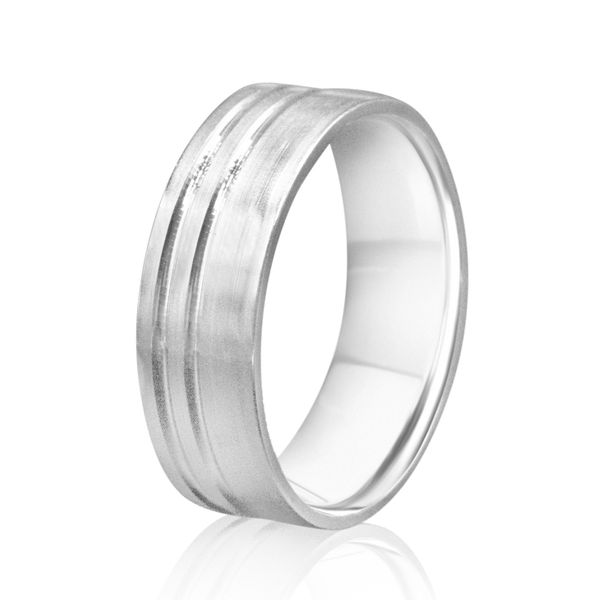 Double Stripe Sterling Silver Wedding Band