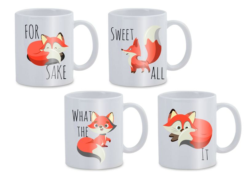 Fox it Mug Set of 4 - 11 oz Mugs