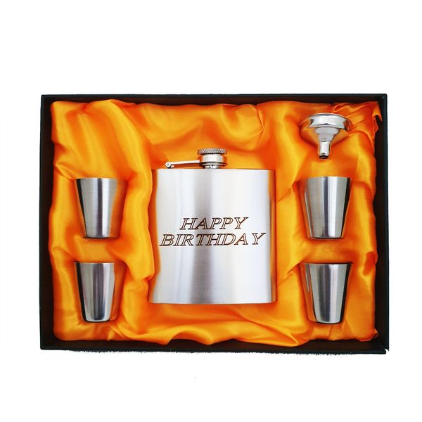 Happy Birthday Hip Flask Set - Stainless Steel