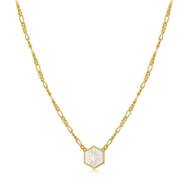 Ania Haie Compass Emblem Gold Figaro Chain Necklace