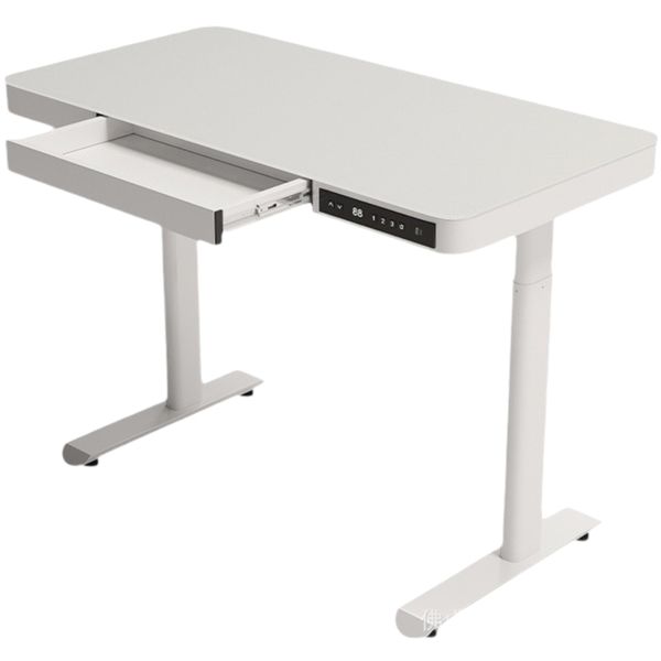 Electric Adjustable Height Ergonomic Glass Top Metal Base Desk 140CM