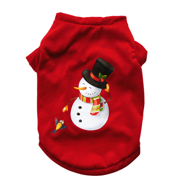 Pet Cat And Dog Clothes Bright Red T-Shirt Christmas Day Wear-M