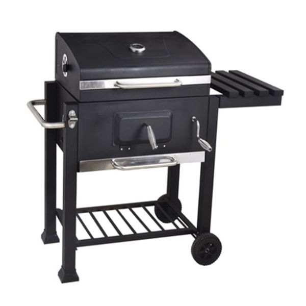 5-8 Person Camping Trolley BBQ Grill with Collapsible Shelf-110x 65x 133cm