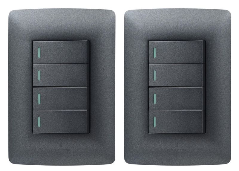 Hello Today Metallic Black 4 Lever 1 Way Light Switch - 2 Pack