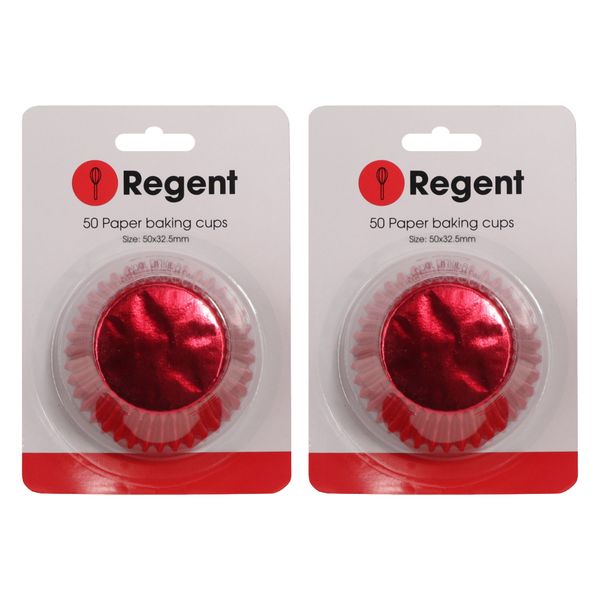 Regent Cake Cups Red Foil - 50 x 32.5mm 2 Pack 100 Pieces