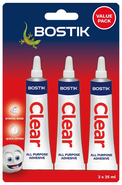 Bostik Clear Adhesive Value Pack - 3x 25ml Pack