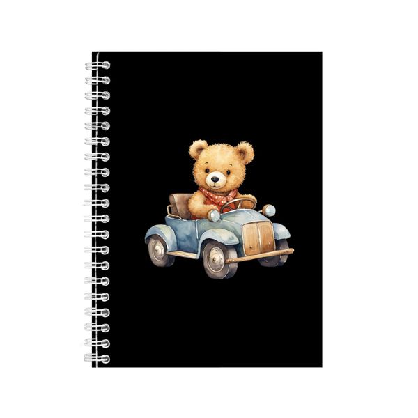 Blue Car A5 Notebook Spiral Lined Teddy Bear Lover Graphic Notepad Gift 189