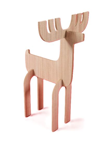 Wooden Reindeer Statue, 30x50cm