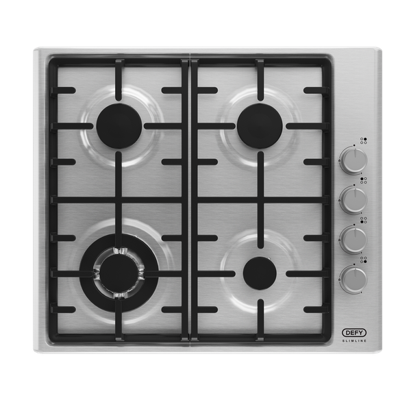 Defy DHG602 60cm Slimline Gas Hob with Wok Burner Stainless Steel