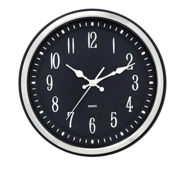 Black Analogue Wall Clock - 38cm