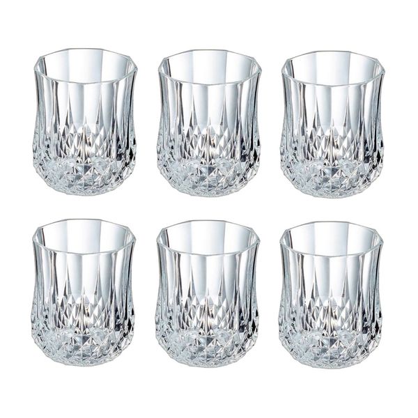6 Pack 225ml Clear Glass Tumblers with Elegant Crystal Design - Glassware