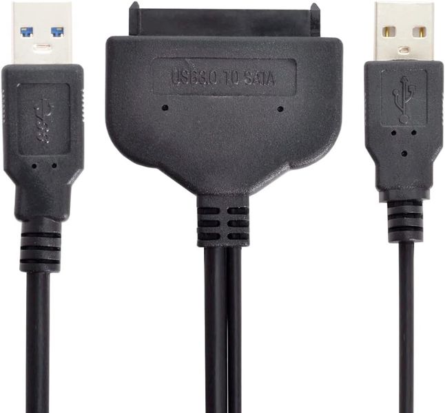USB 3.0 to SATA Adapter Cable with Extra USB Power for Hard Drives