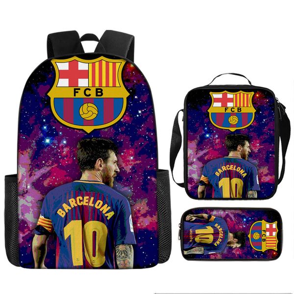 Kids School Backpack - Bag, Lunch Box, Pencil Case - Messi - 3 Piece