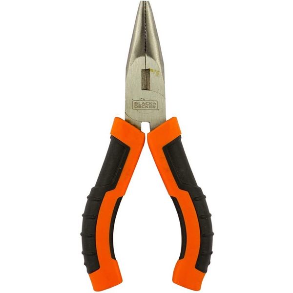 Black + Decker Bimaterial Steel Long Nose Pliers, 160mm - BDHT81586