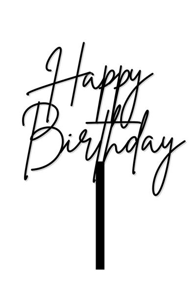 Love &amp; Sparkles Black Happy Birthday Acrylic Cake Topper