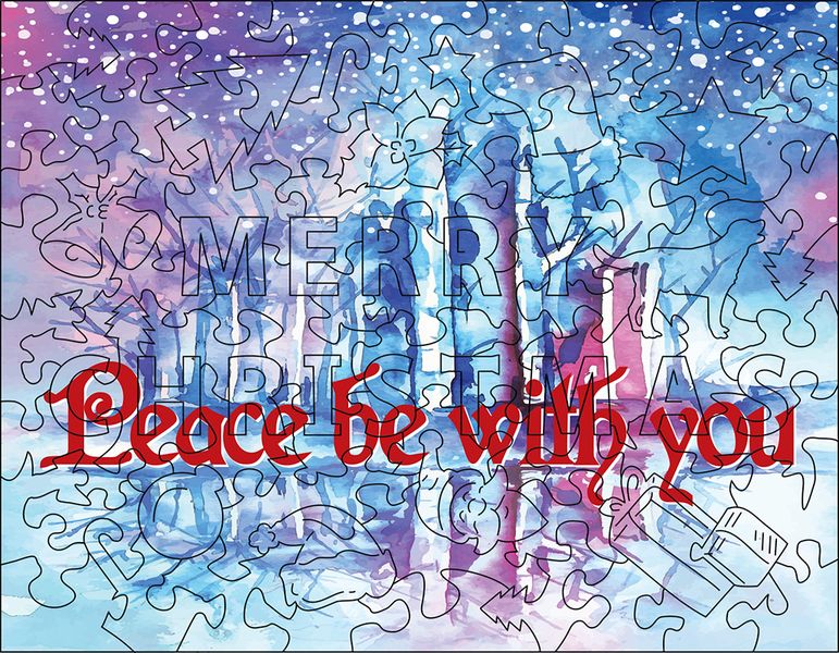 Christmas Postcard: Peace - 88 pieces wooden puzzle
