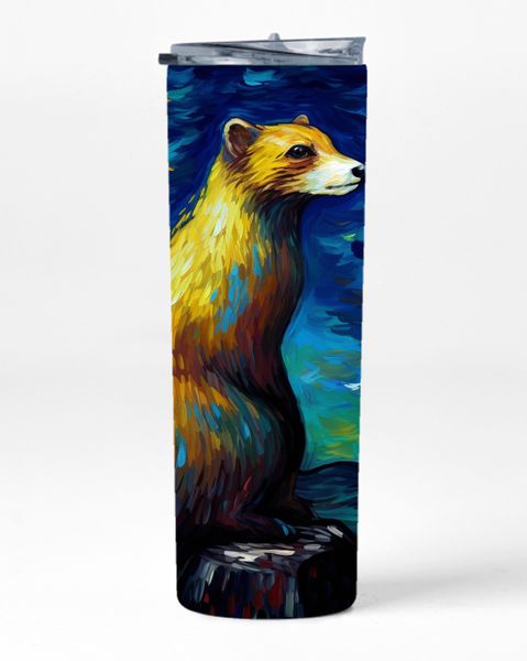 WEASEL Night 20oz Insulated Skinny Tumbler Sublimation With Straw 047