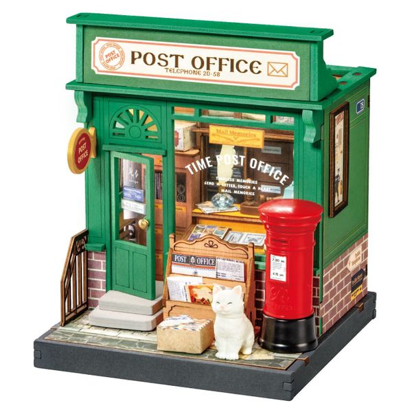 Robotime DIY Miniature House - Century Post Office Kit (54 Pieces)