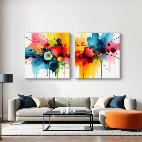 Canvas Wall Art: 2 - Piece Set - Technicolor Odyssey